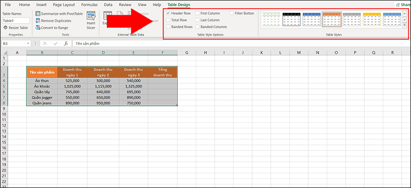 Định dạng cột trong Excel