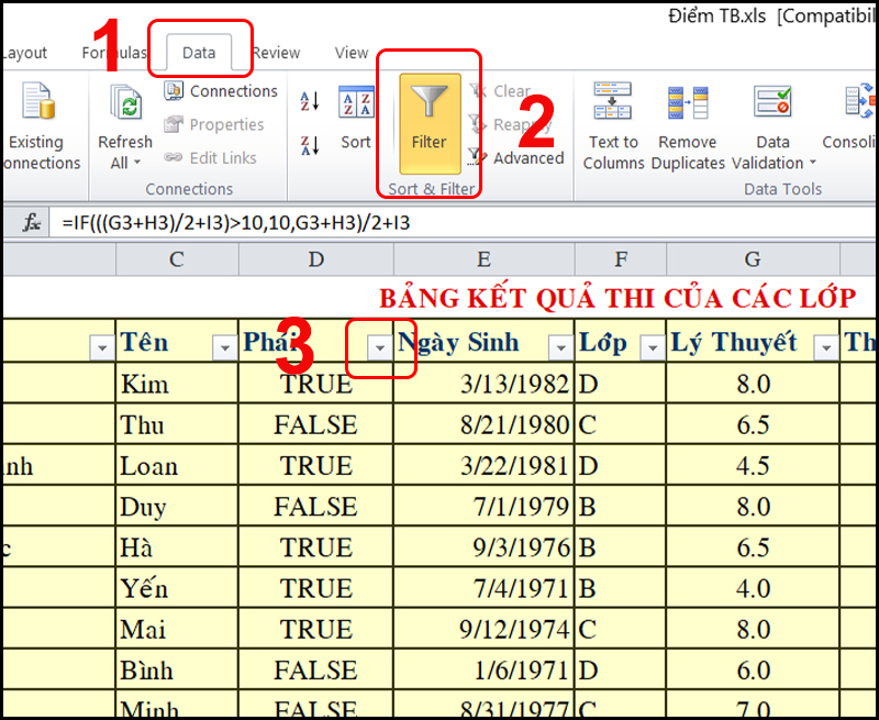 Hướng dẫn cách lọc dữ liệu trên Excel